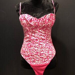 Zara Pink Floral Corset Bodysuit